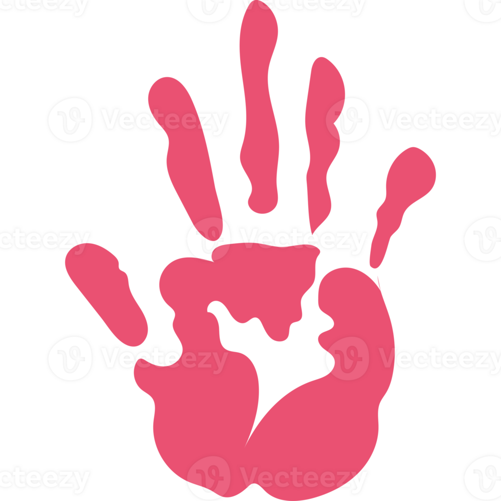 A pink hand print on a black background png