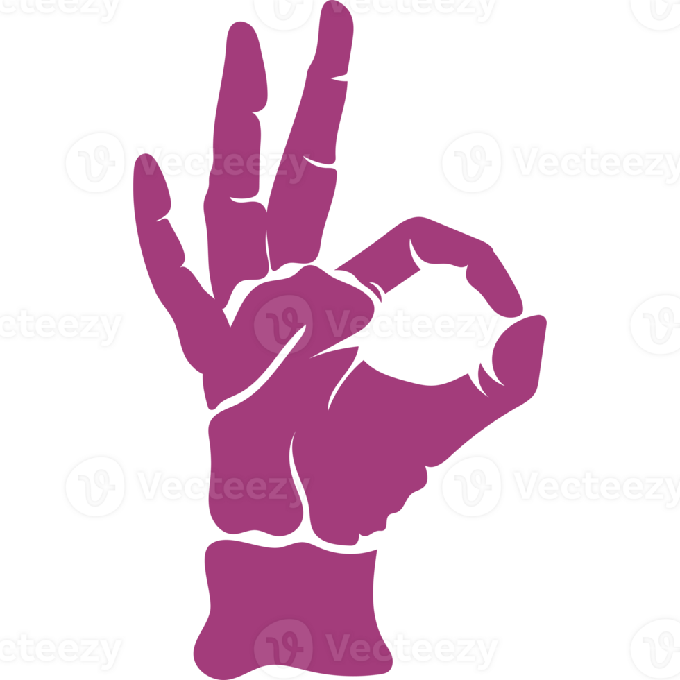 A purple hand with a sign that says ok png