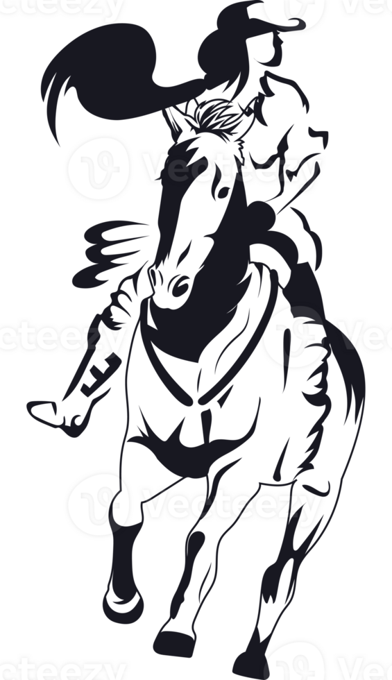 A silhouette of a cowboy riding a horse png
