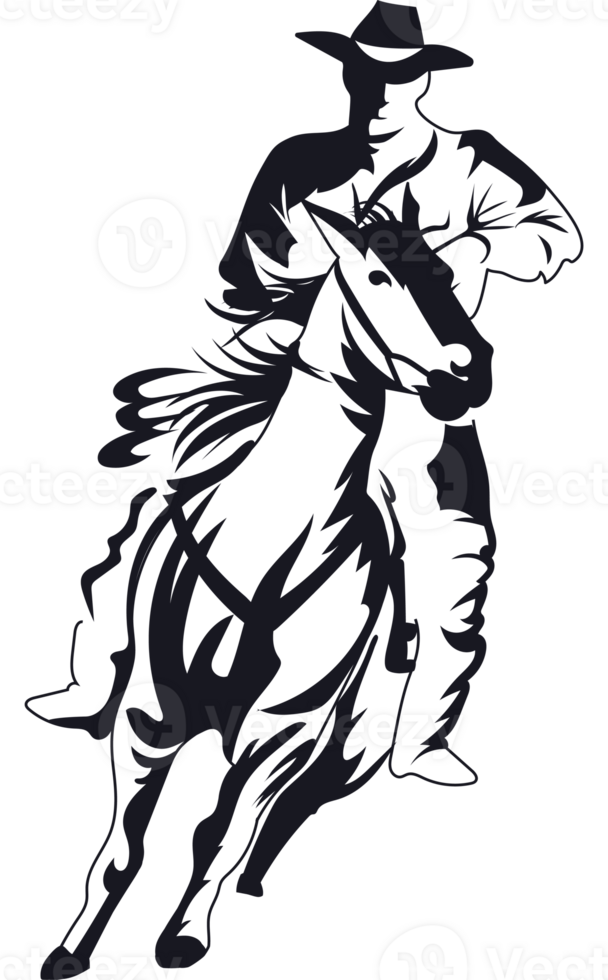 A silhouette of a cowboy riding a horse png