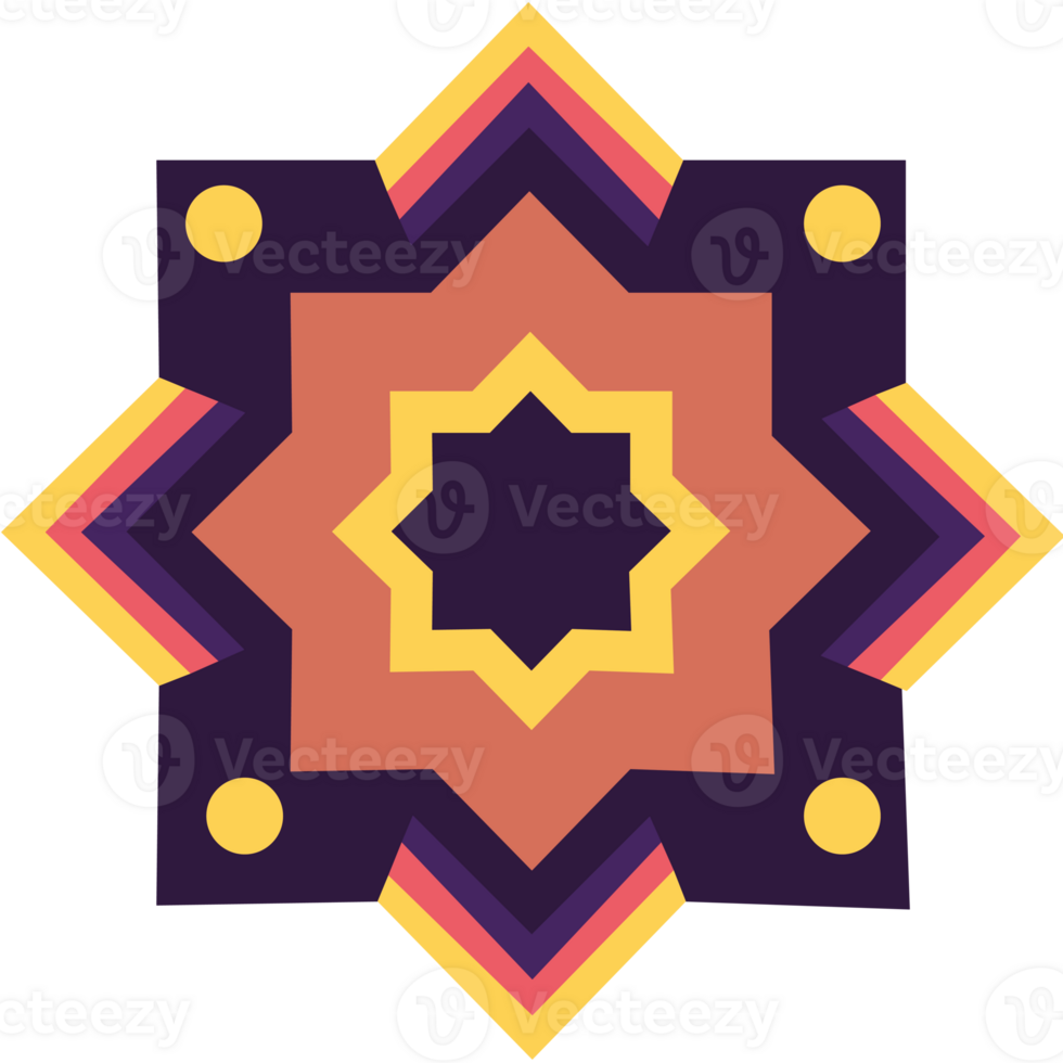 A colorful geometric design with a star in the center png