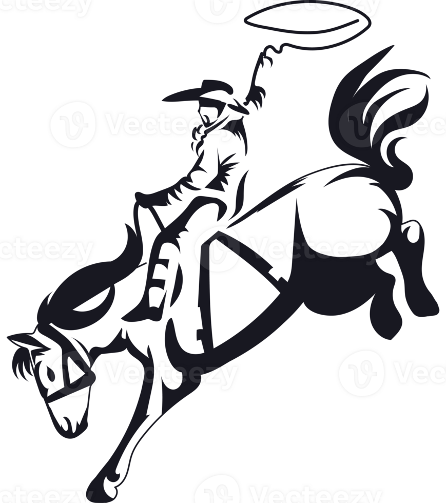 A cowboy riding a horse with a lasso png
