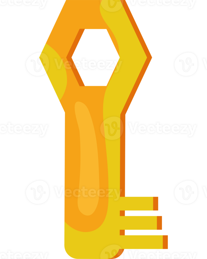 A yellow wrench with a handle on it png