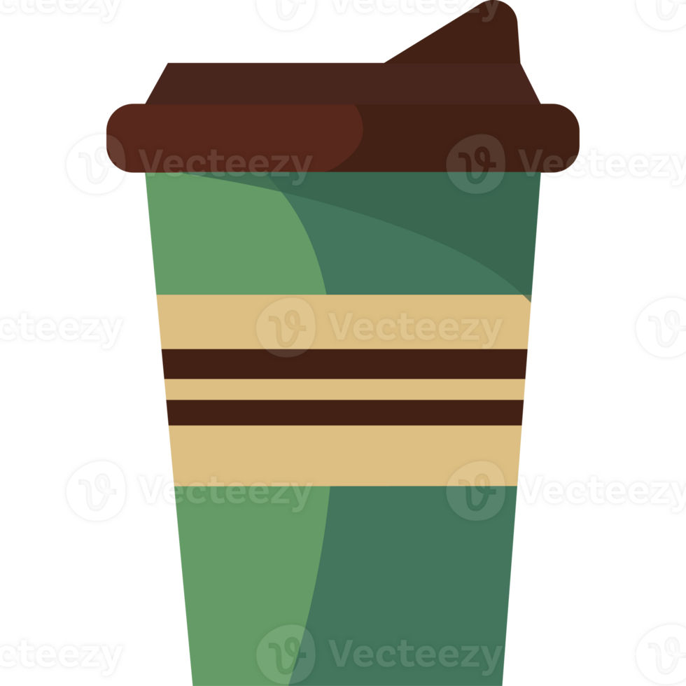 A green cup with a brown stripe on it png