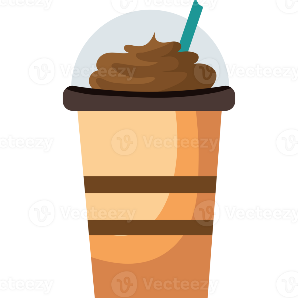 A cup of coffee with a straw and a straw png