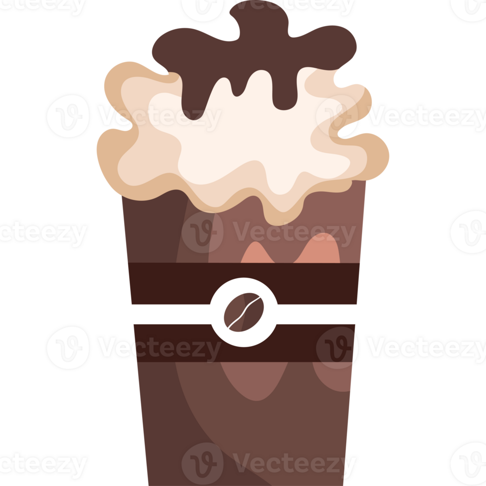 Coffee cup with whipped cream and chocolate png
