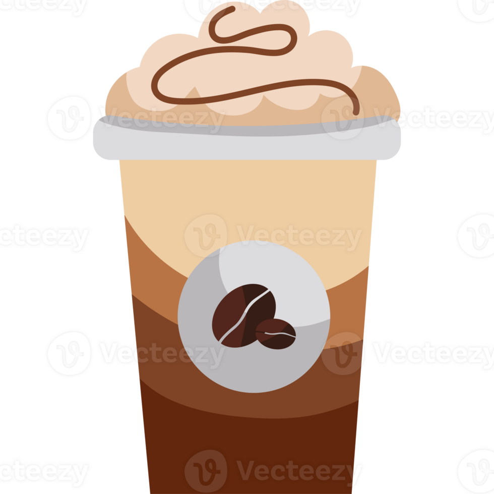 Coffee drink in a cup with a chocolate topping png