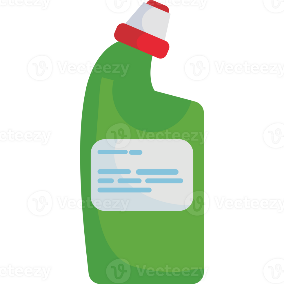 A bottle of cleaning solution with a label on it png