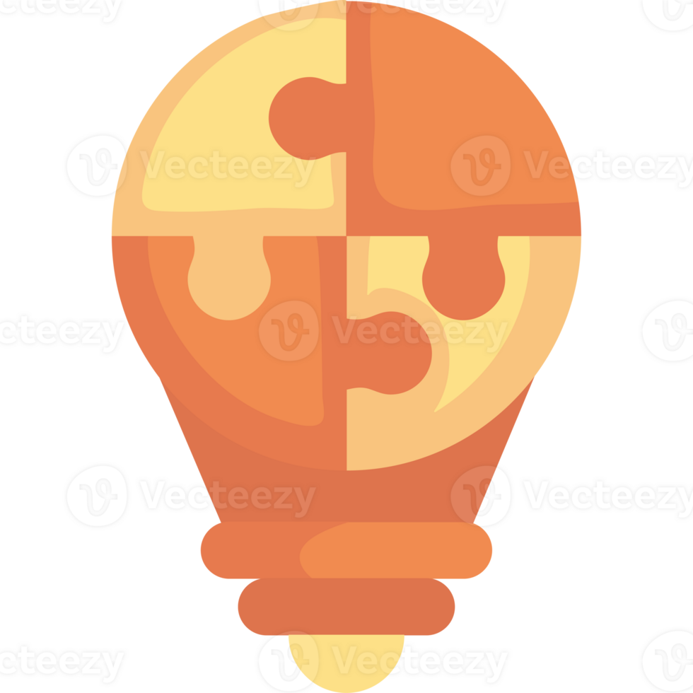 A light bulb with puzzle pieces inside png