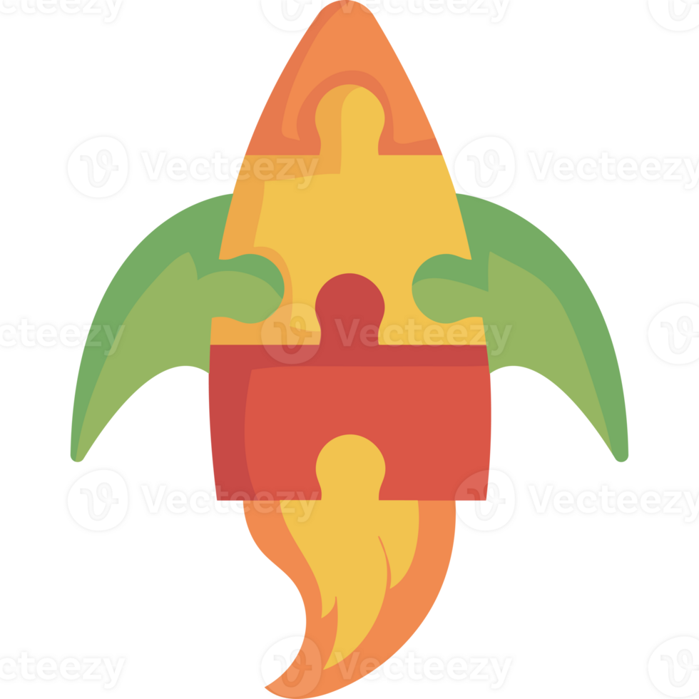 A rocket with a puzzle piece on it png