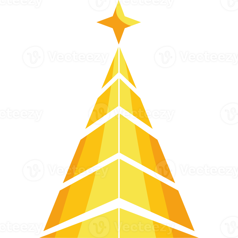 A golden christmas tree with a star on top png