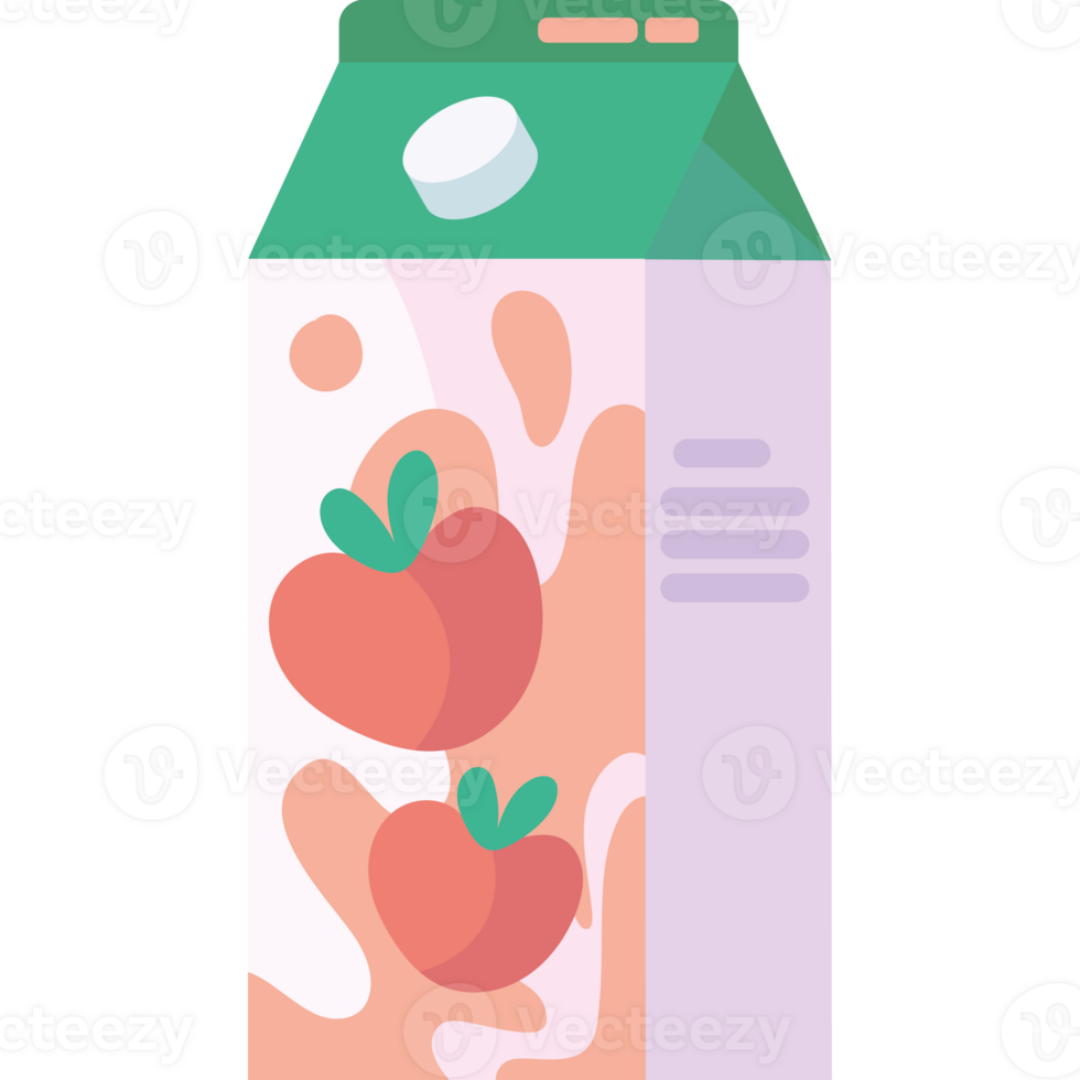 A carton of milk with strawberries on it png