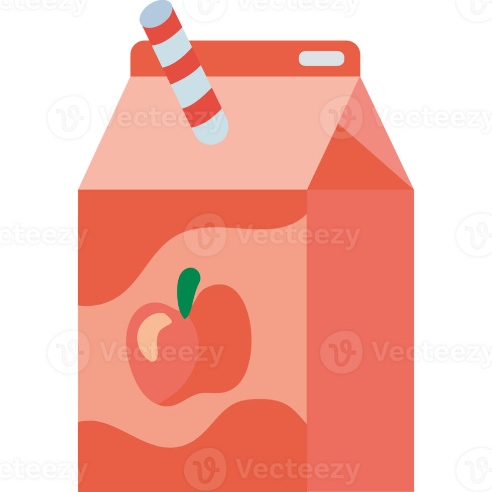 Apple juice carton with straw png