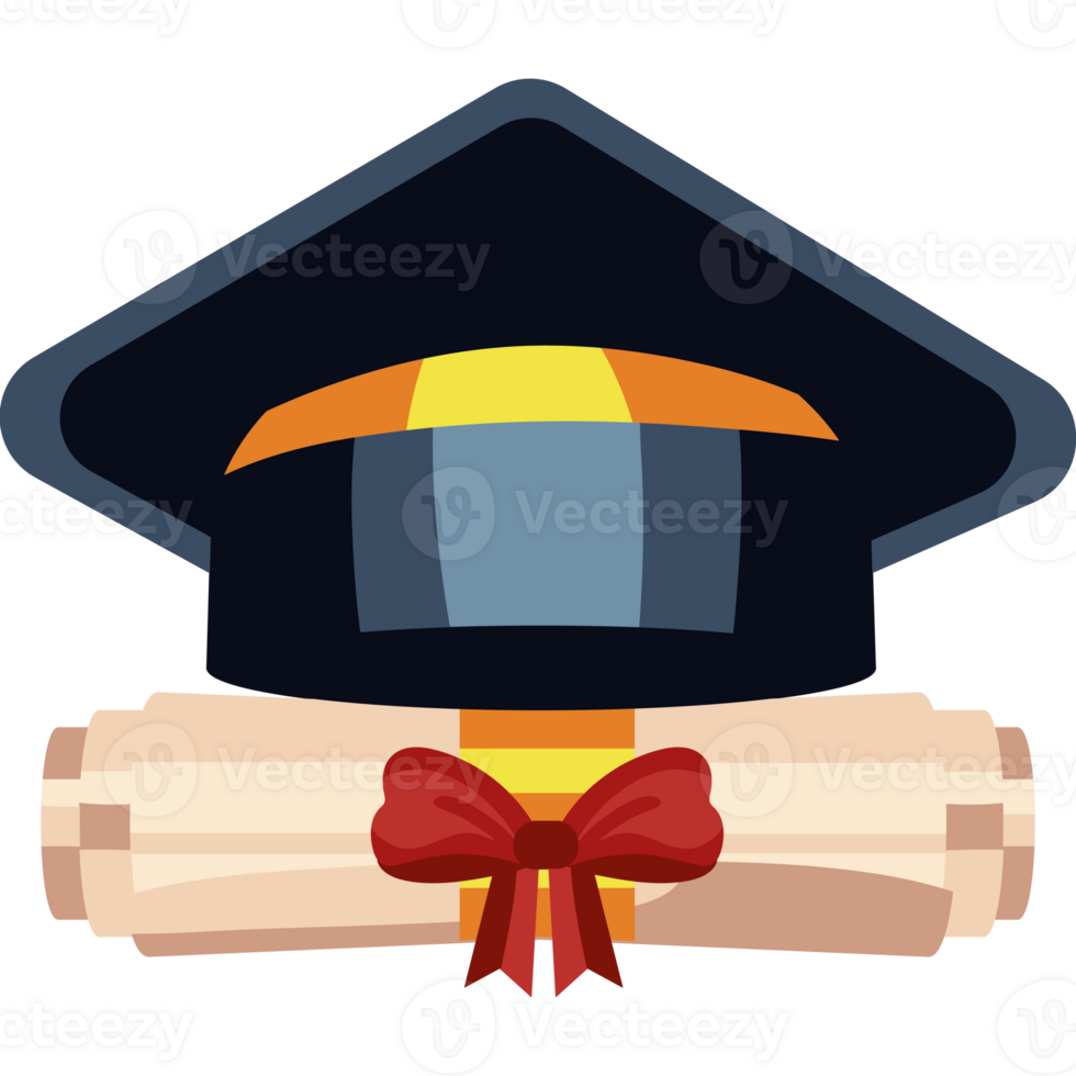 A graduation cap and scroll with a ribbon 49028563 PNG
