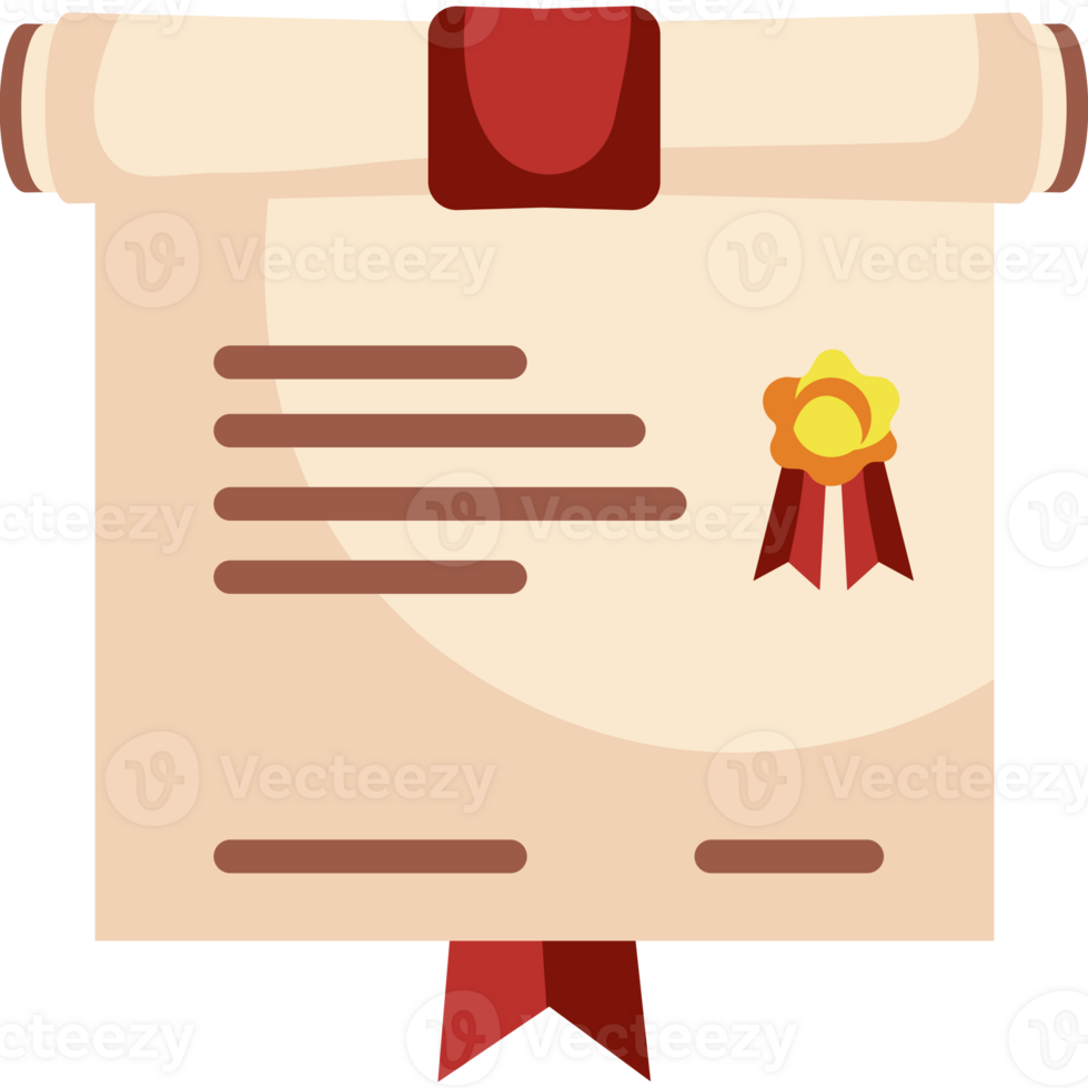 A scroll with a ribbon and a certificate png