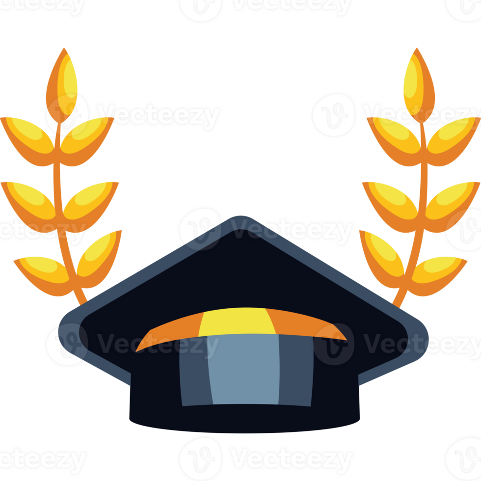 A graduation cap with laurel wreaths png