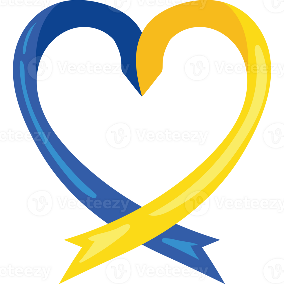 A heart with a yellow and blue ribbon png