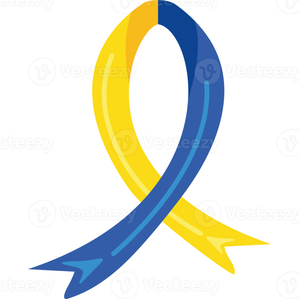 A yellow and blue ribbon with a arrow pointing to it png