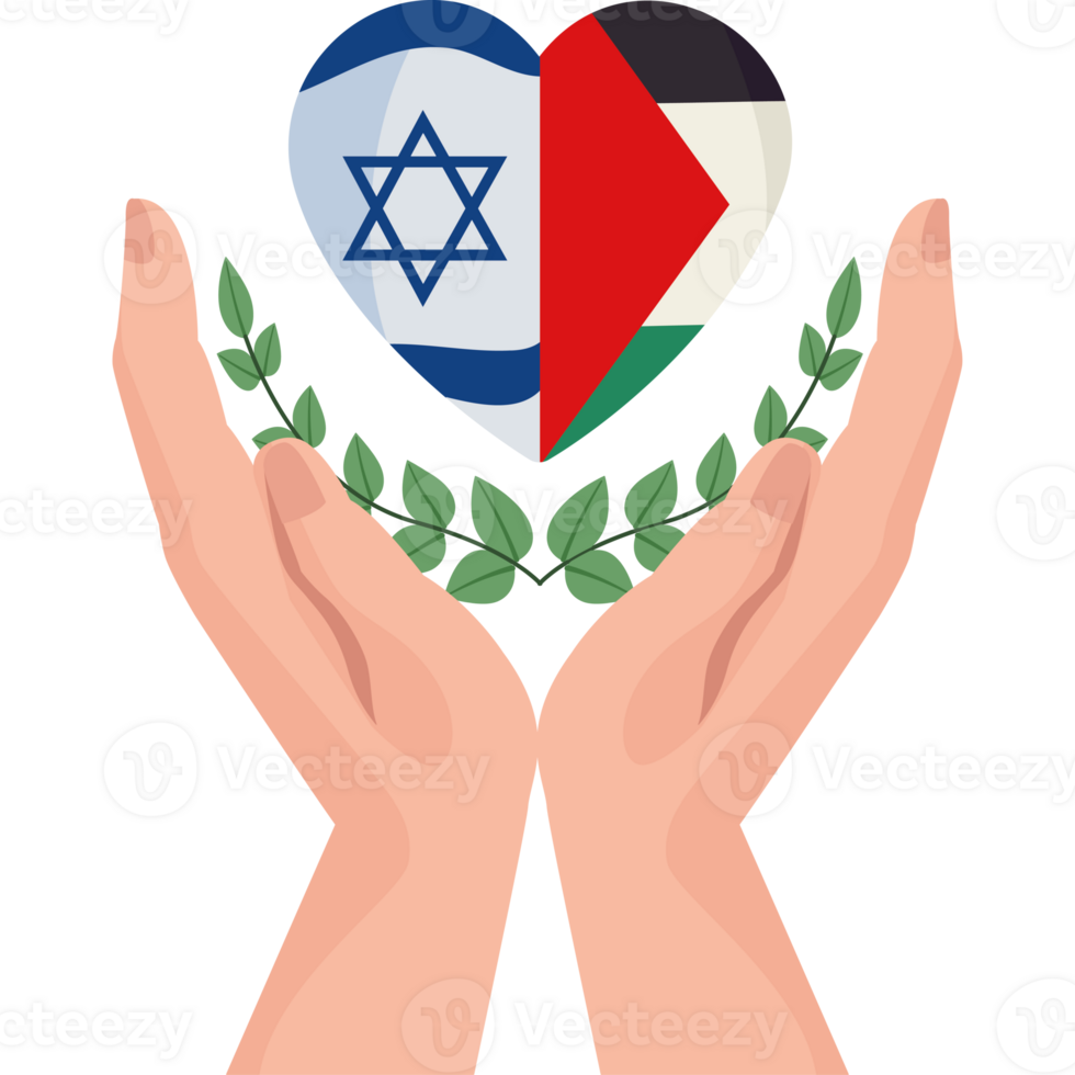 Israel and palestine flag heart png
