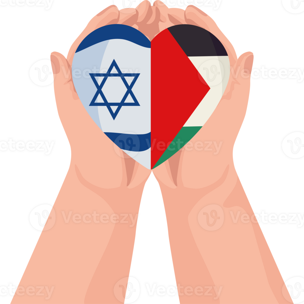 Israel and palestine - a heart shaped peace png