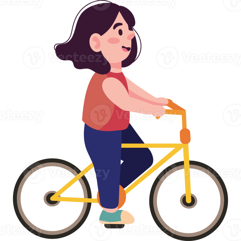 A girl riding a bike on a black background png