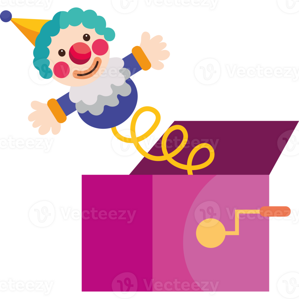 A cartoon clown is sitting on top of a box png