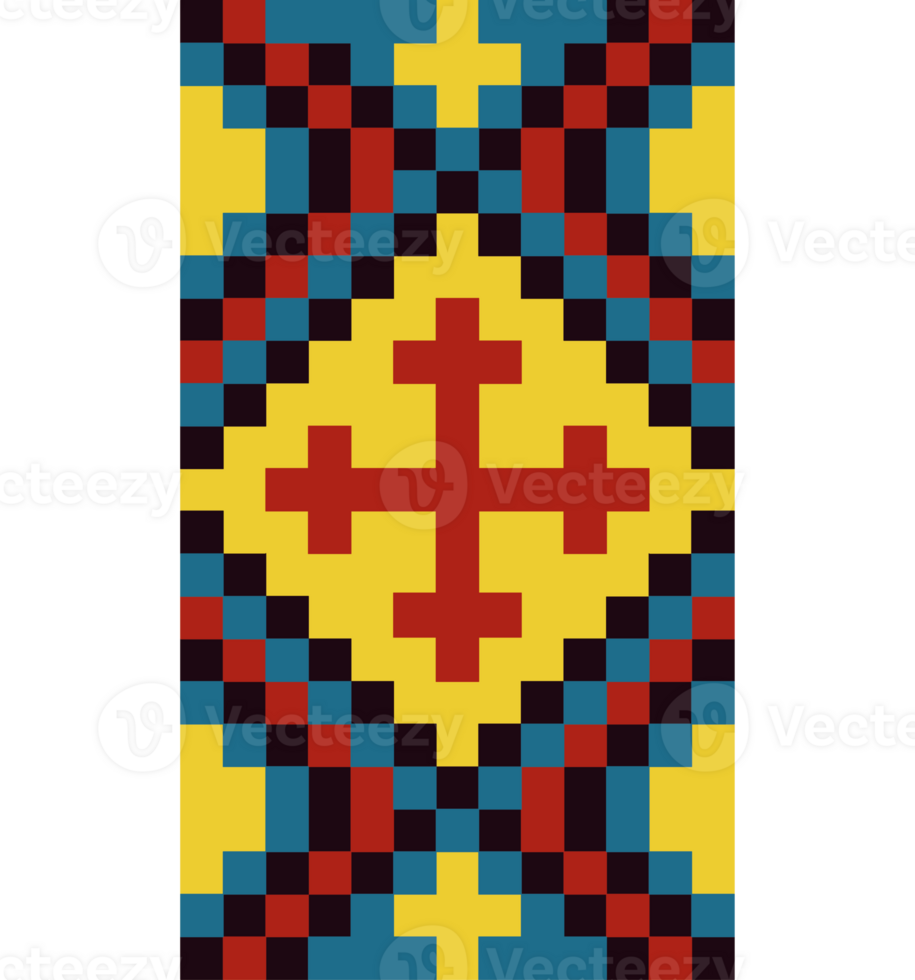 An image of a cross in a pixelated pattern png