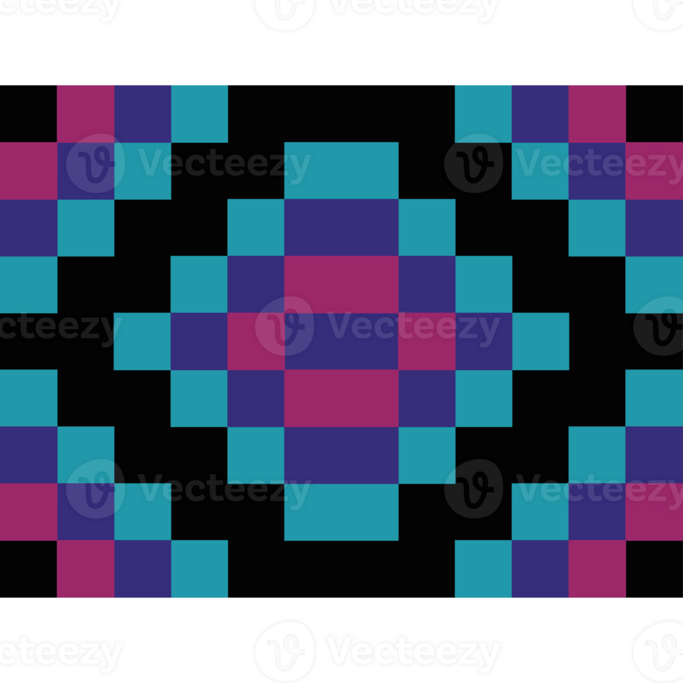A pixelated square pattern in purple, blue and green png