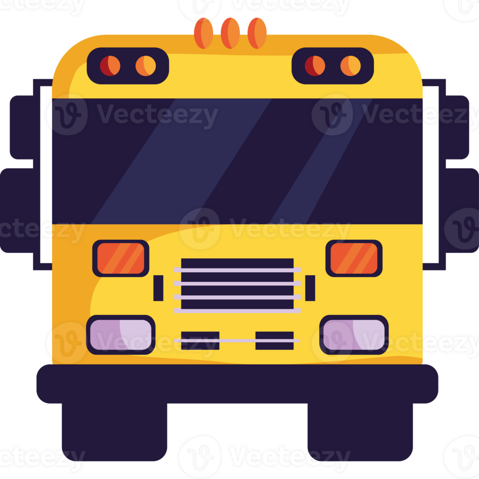 A school bus is shown in a flat design png