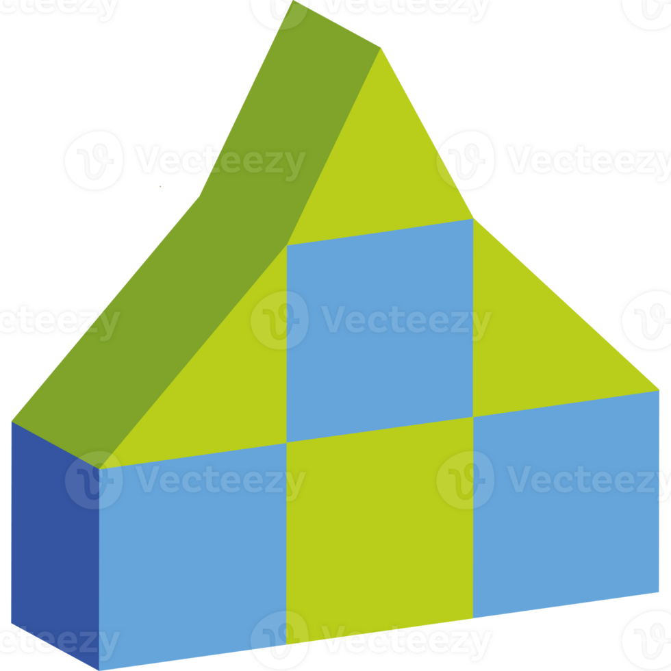 A blue and green building with a square shape png