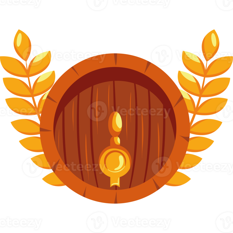 Beer barrel with laurel wreath png
