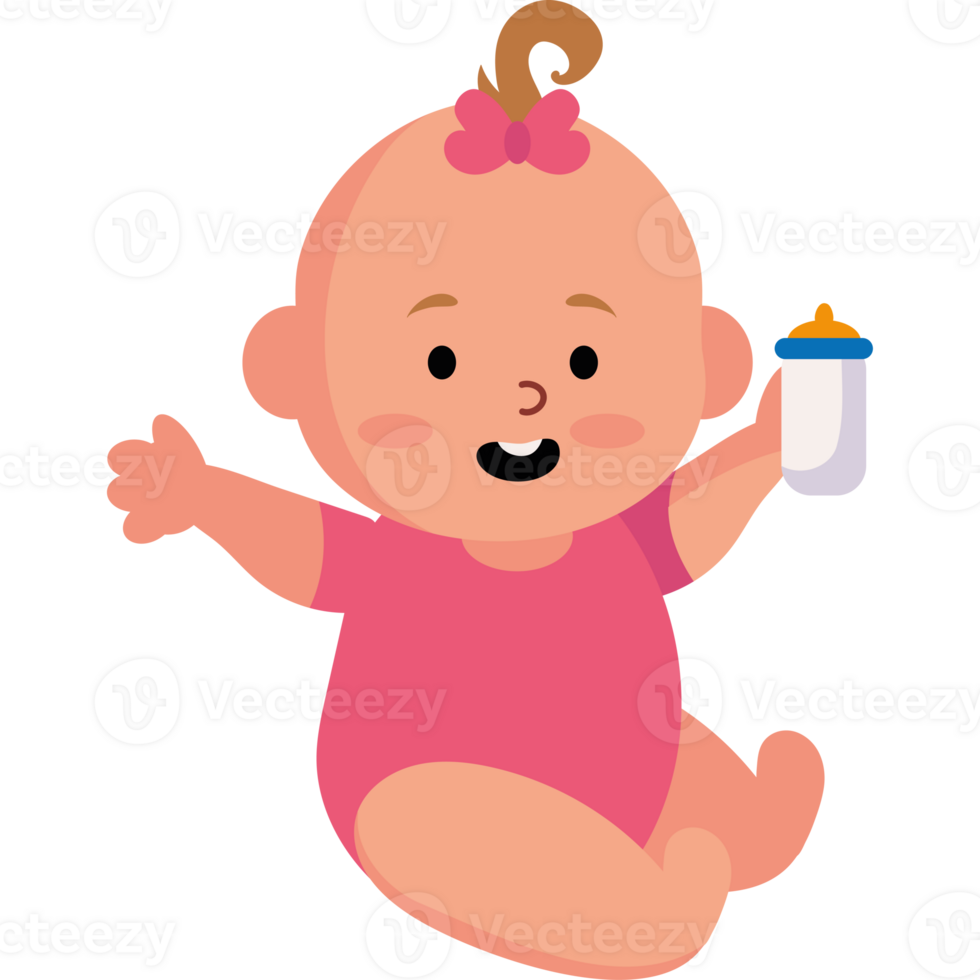 Baby girl holding bottle clipart png