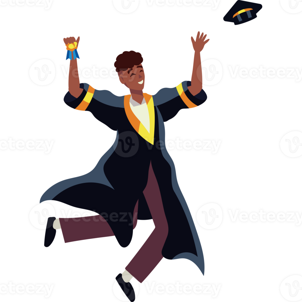 An illustration of a man in a graduation gown png