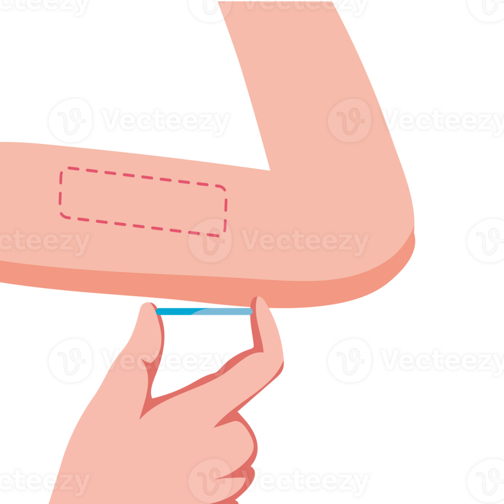 A person holding a needle to the arm png