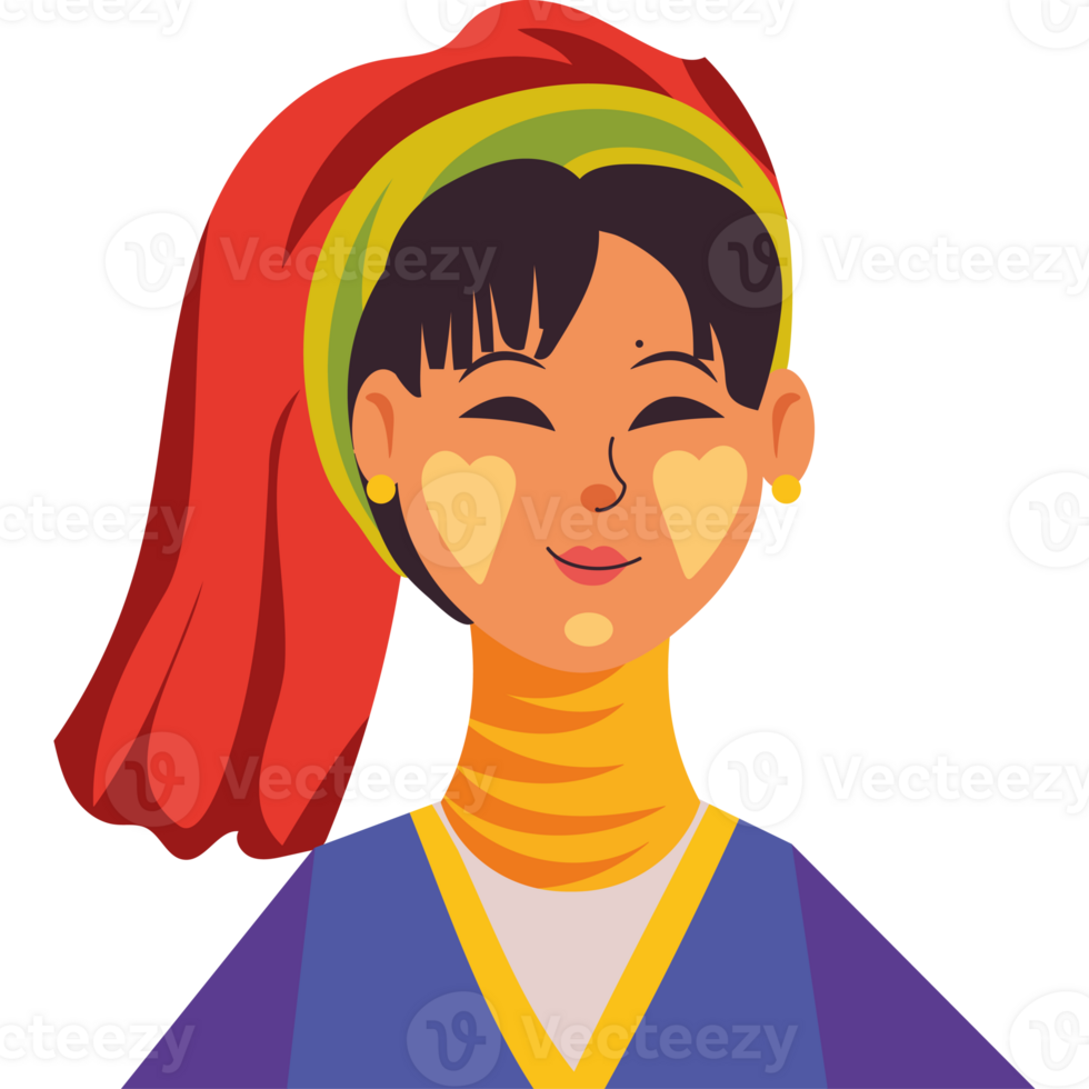 A woman in traditional clothing with a red headband png