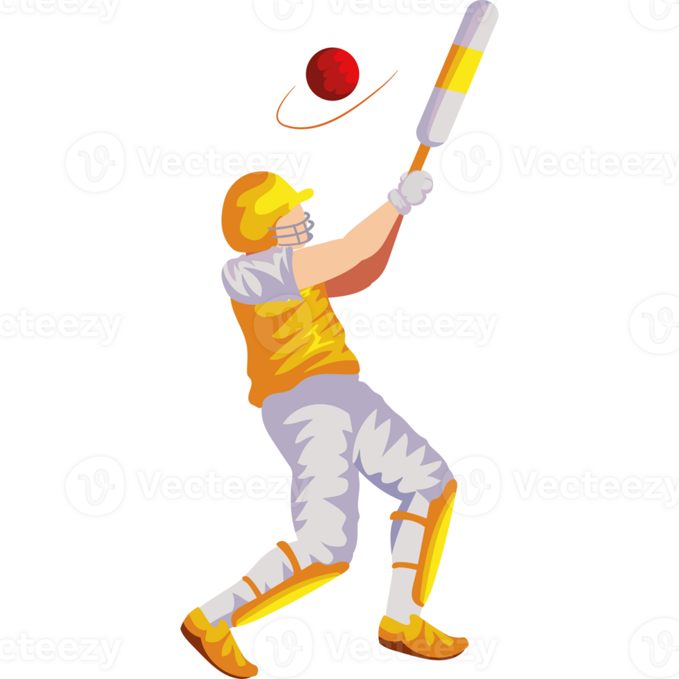 Cricket player hitting ball with bat png