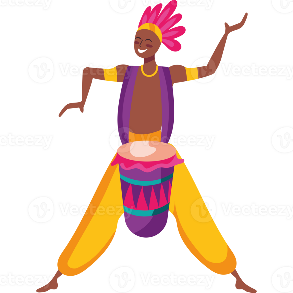 A cartoon african man with a drum png