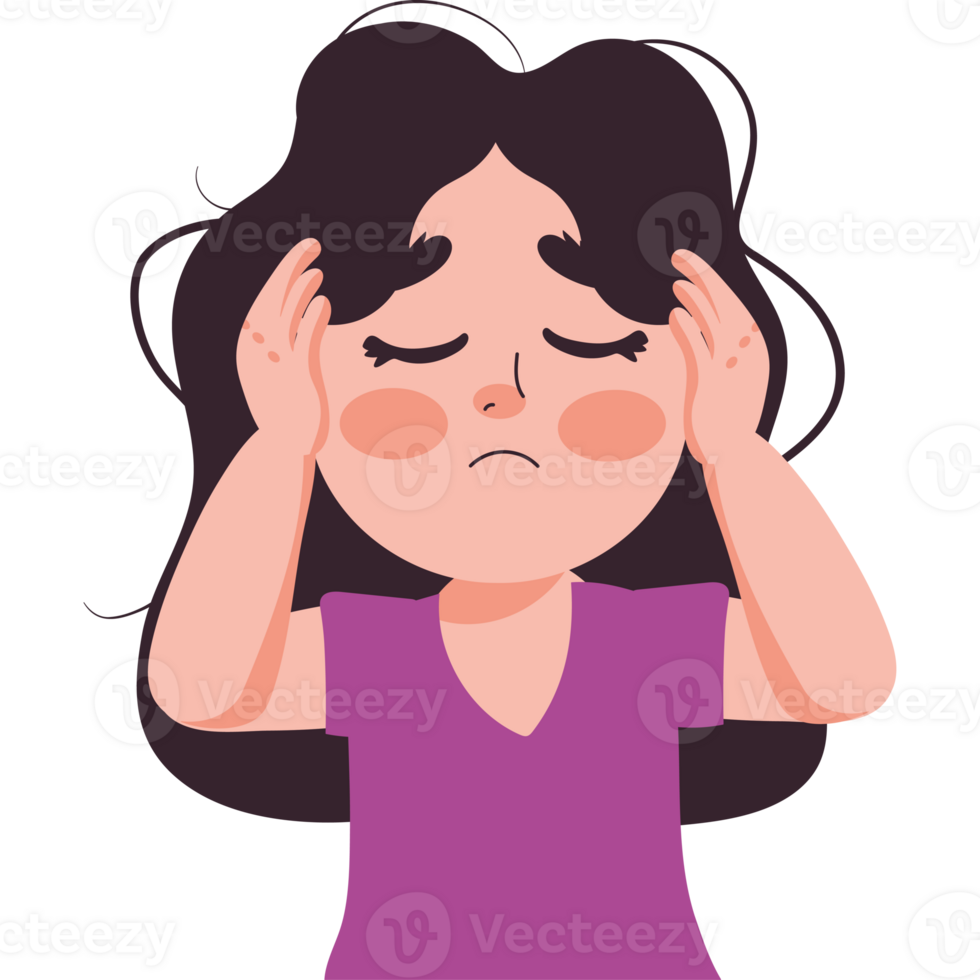 A woman with her hands on her head png