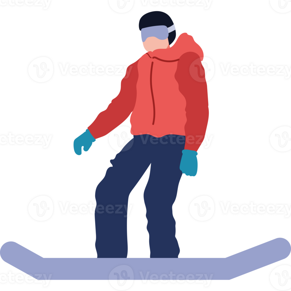 A snowboarder is standing on a board png