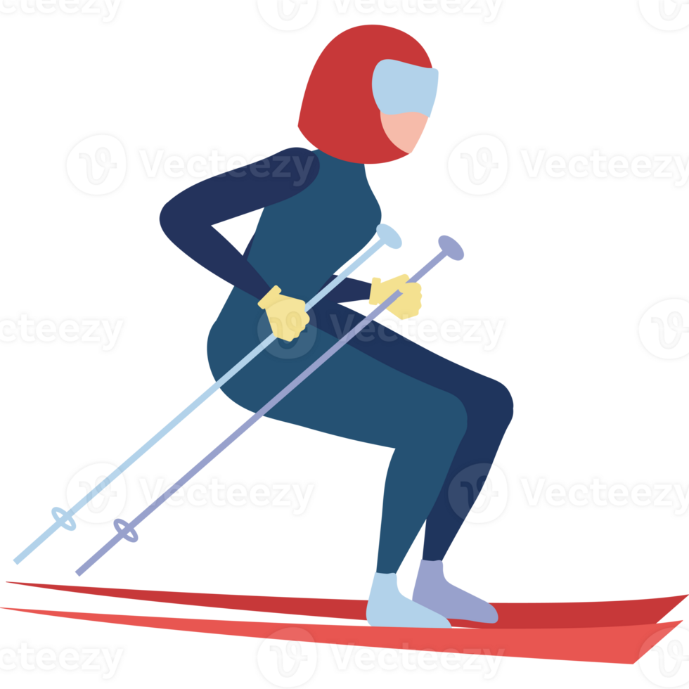 A person is skiing down a slope png