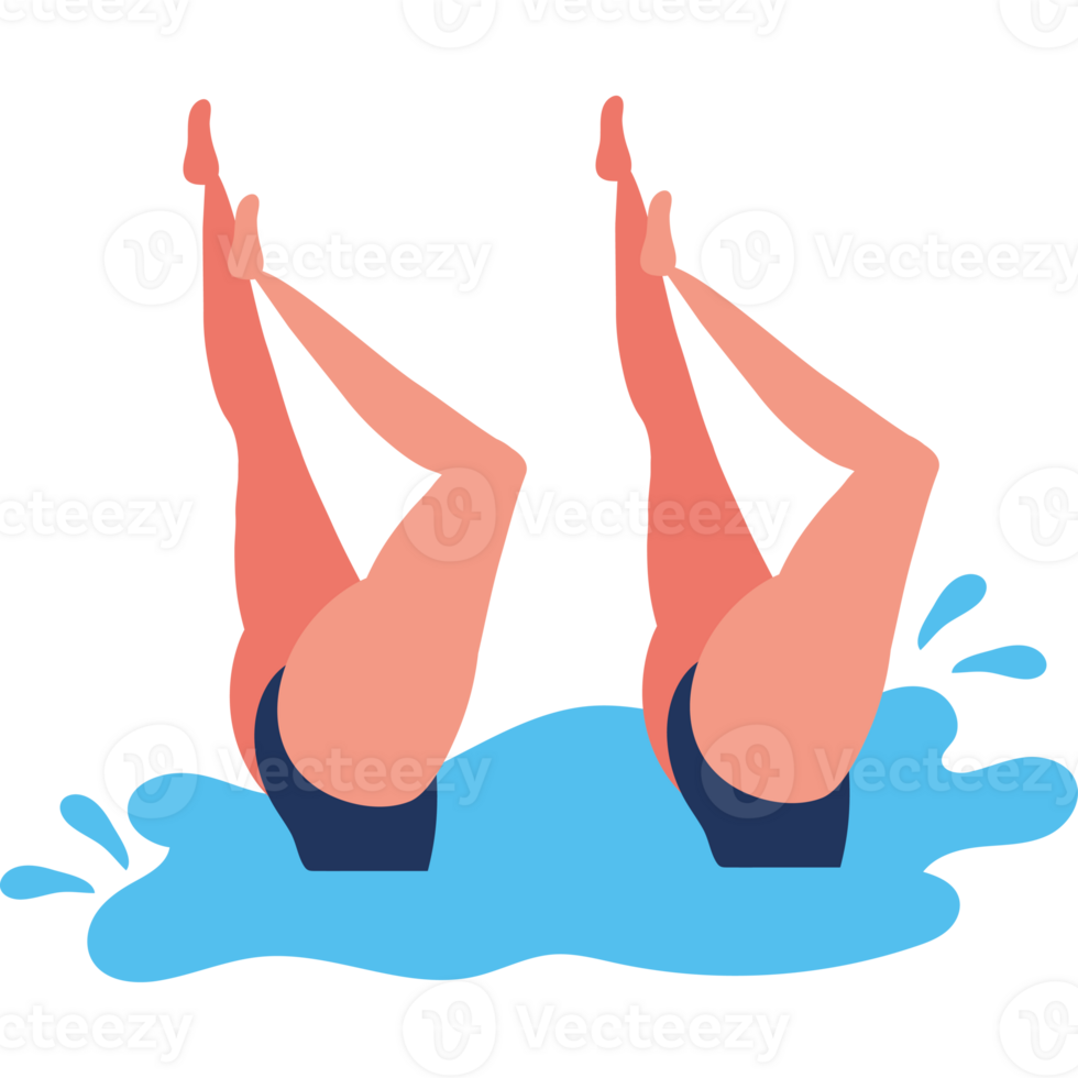 Two women in swimsuits are doing a flip in the water png