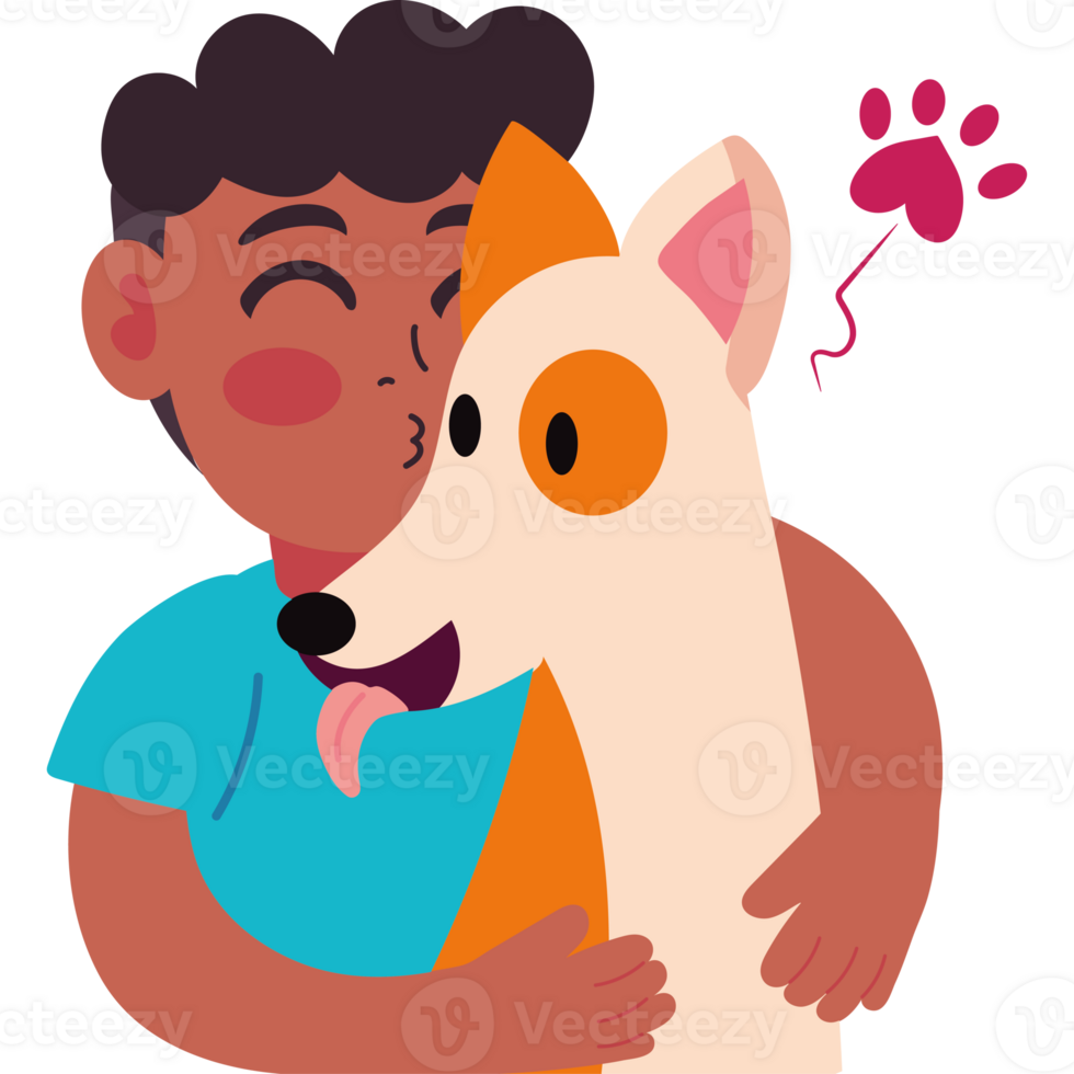A boy hugging a dog png
