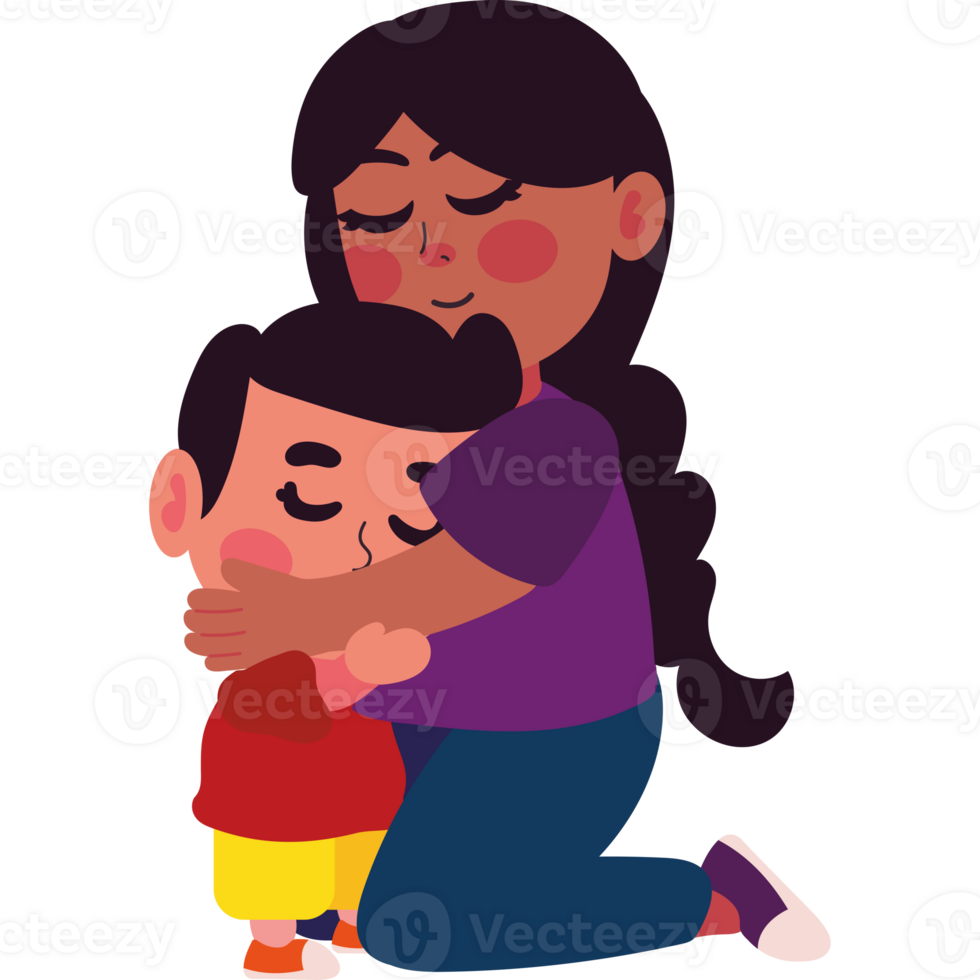 A woman hugging a child png