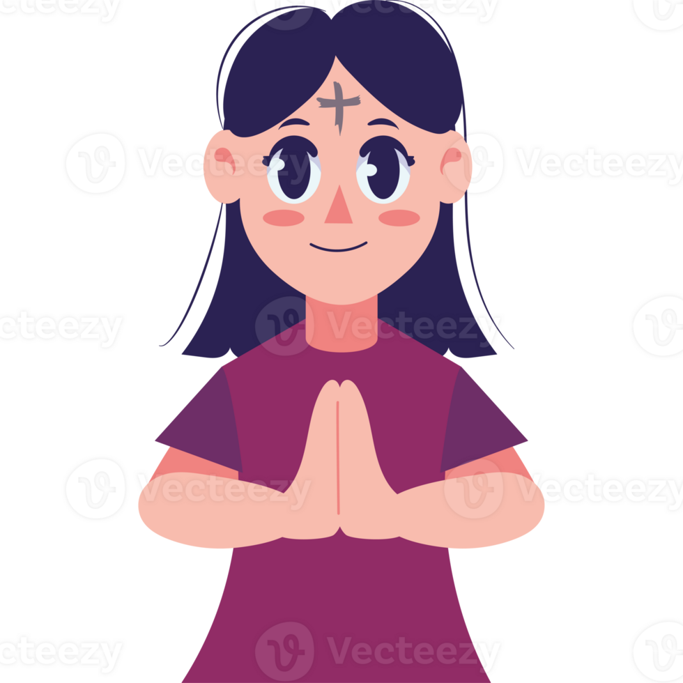 A cartoon girl with a cross on her forehead png