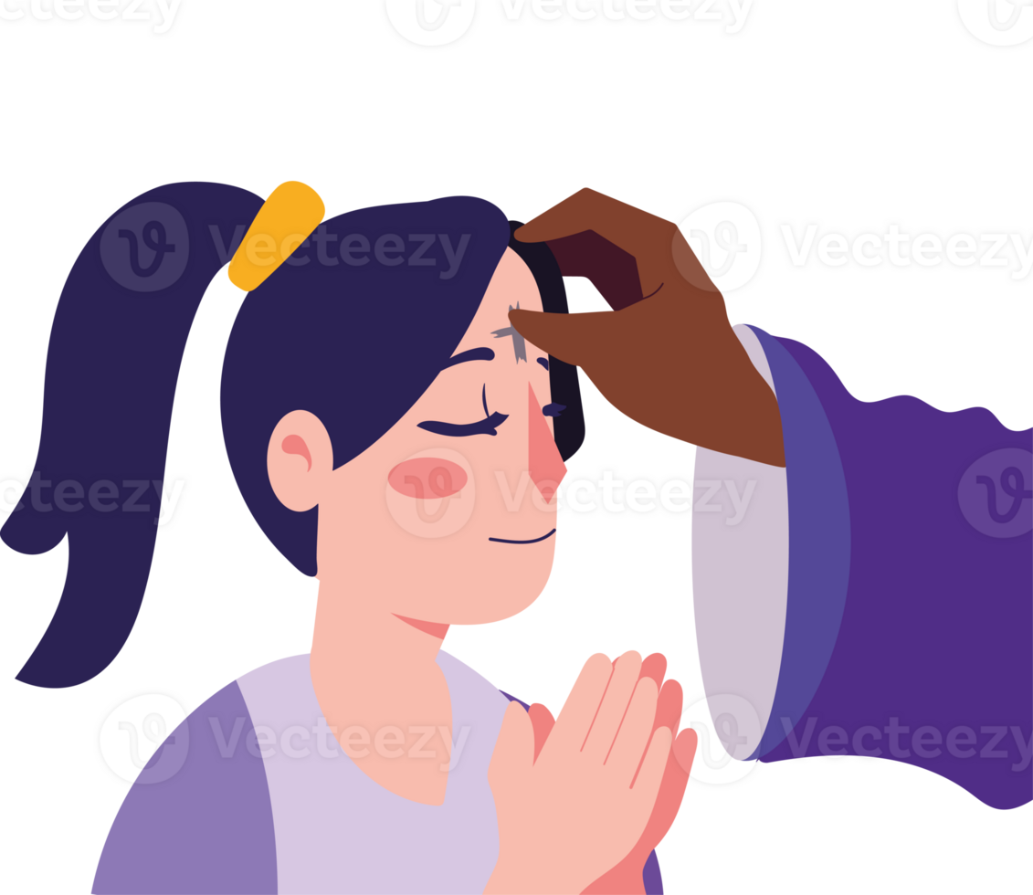 A woman is praying to a man png