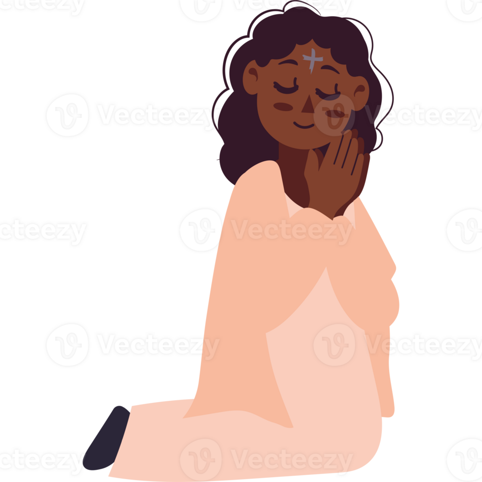 A cartoon black woman praying png