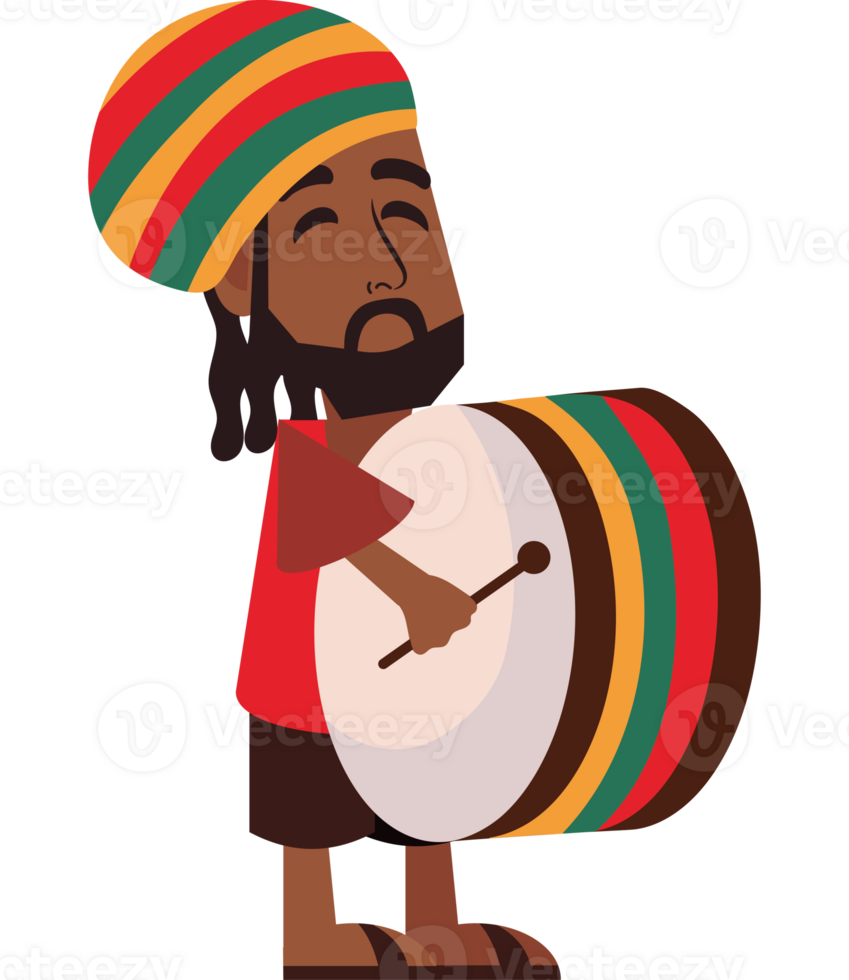 A cartoon man with a drum in his hand png