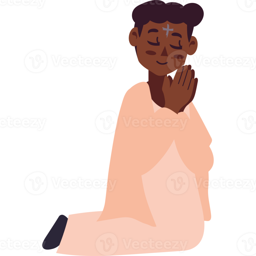 An illustration of a black man praying png