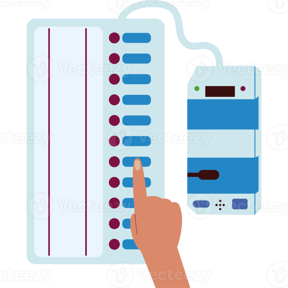 A hand pointing to a voting machine png