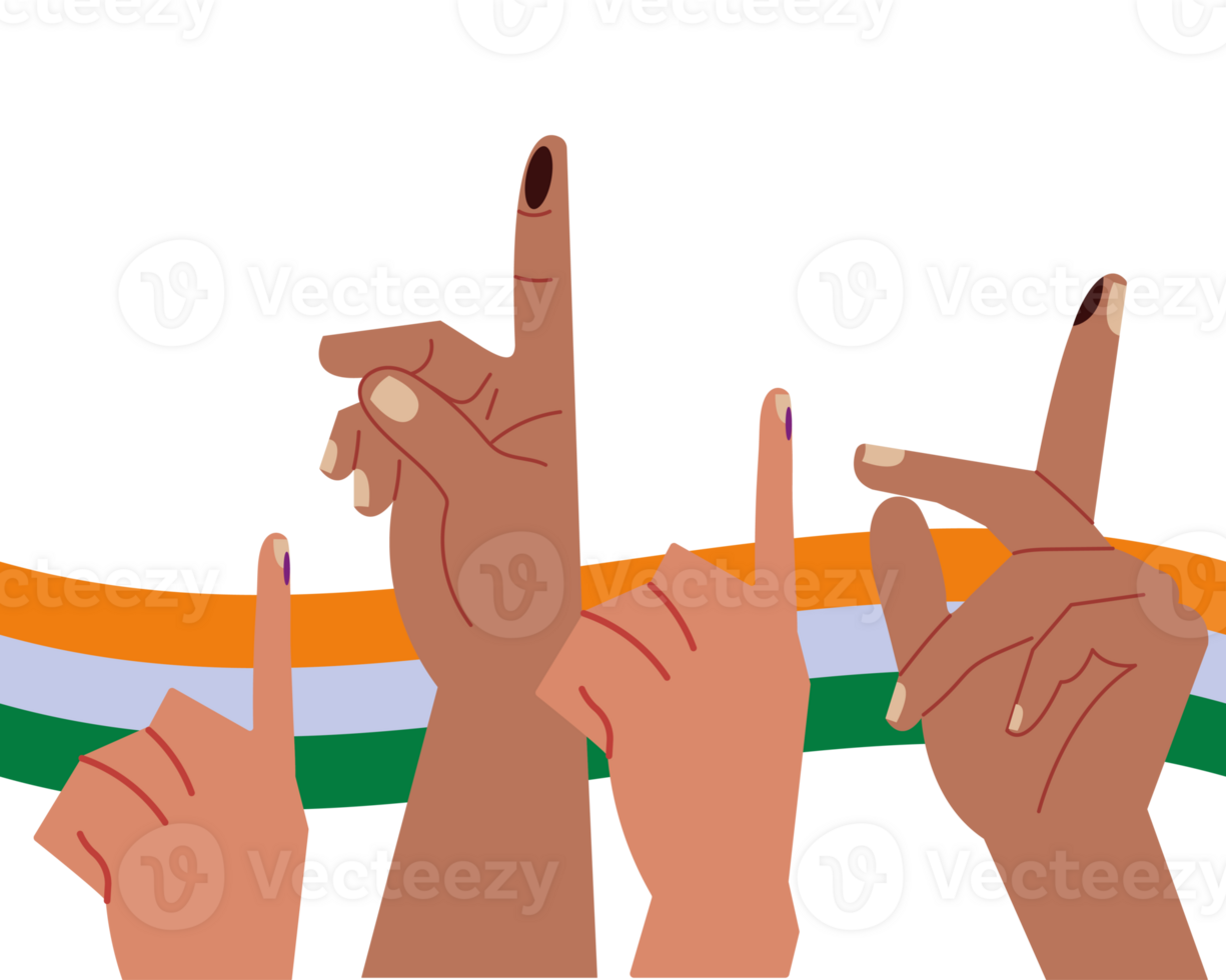 Indian hands with fingers up and down on a flag png